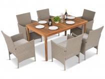 Drewniany stół i 6 krzeseł technorattan 150x90cm Flavio 6+1