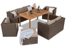 Zestaw mebli na taras dla 8 osób ze stołem obiadowym Brąz