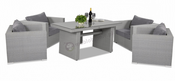 Meble tachnorattan wysoki stół i 4 wygodne fotele Nilamito Grey