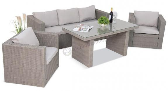 Szare meble ogrodowe z wysokim stołem Stefano Set Max Plus Grey & Ivory