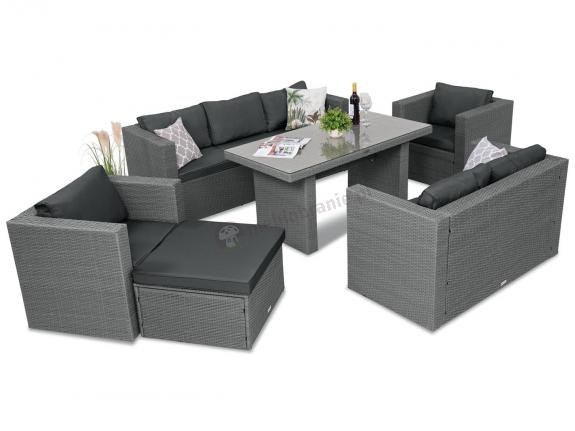 Meble ogrodowe z technorattanu ze stołem 140x70cm Stefano Grande Plus Anthracite