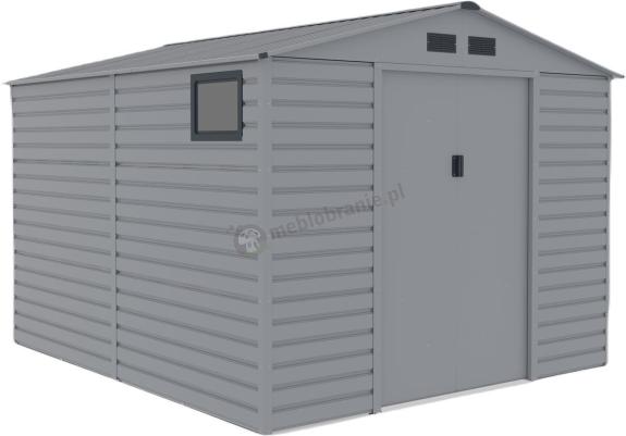 Nowoczesny domek gospodarczy blaszany szary Dummer 277x323x221cm (8,2m3)