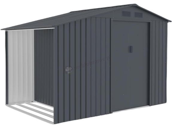 Domek narzędziowy z wiatą Wipper 278x191cm (3,7m2) – Antracyt