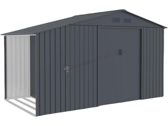 Domek ogrodowy z drewutnią Wipper 342x191cm (4,8m2) – Antracyt
