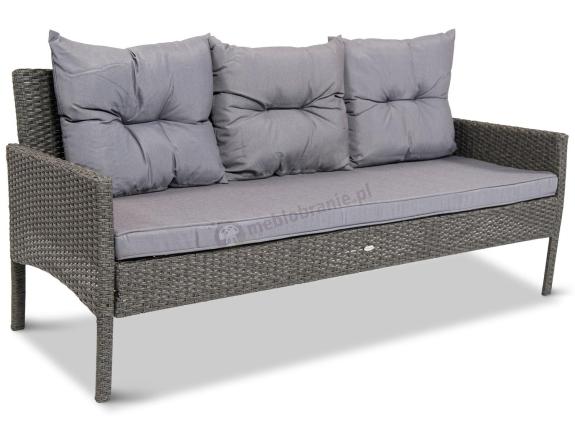 Grafitowa sofa trzyosobowa z technorattanu 166cm Perata – Anthracite