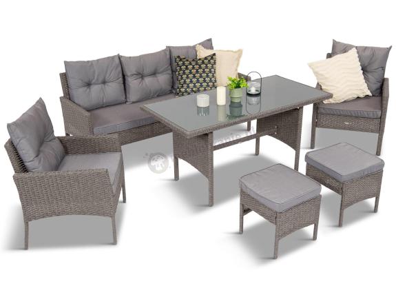 OUTLET - Zestaw mebli technorattanowych obiadowych z wysokim stołem Perata Dining - Dark Grey