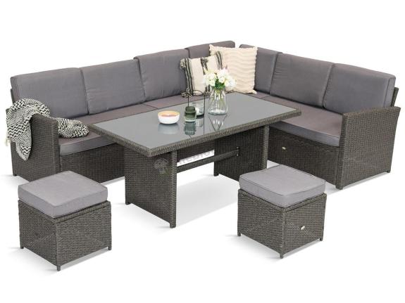 Technorattanowy narożnik ogrodowy 250x190xm + pufy Cofete Anthracite