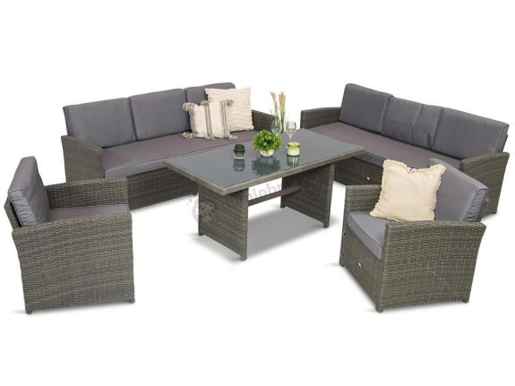 Technorattanowy komplet mebli ogrodowych Cofete Grande – Dark Grey