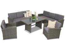 Technorattanowy komplet mebli ogrodowych Cofete Grande – Dark Grey