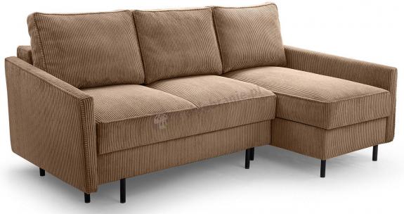 Narożnik z funkcją spania Robin 220x137cm brązowy prawy
