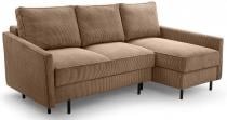 Narożnik z funkcją spania Robin 220x137cm brązowy prawy