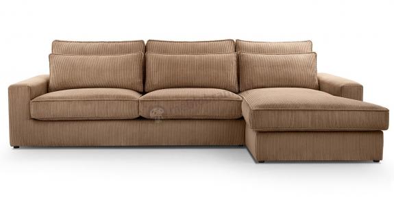 Prosty sztruksowy narożnik brązowy Cleo 308x176 cm Lincoln 17 prawy