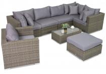 Modułowe meble ogrodowe dla 7 osób technorattan Nilamito IX Melange Grey + fotel