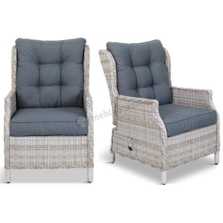 Komplet foteli technorattanowych Laritto z regulacją - Creme - 2szt