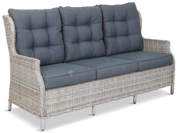 Duża sofa ogrodowa z technorattanu dla 3 osób 180cm Laritto - Creme