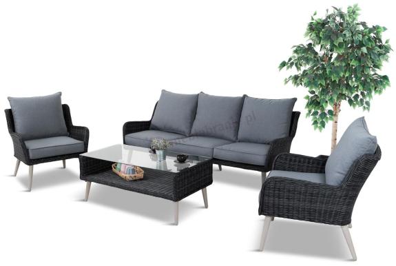 Zestaw mebli technorattanowych z sofą 184cm Cioso - Antracyt