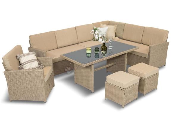 Komplet technorattanowy narożnik + fotel Cofete Natural