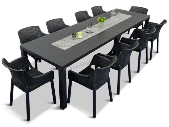 Zestaw mebli ogrodowych obiadowych dla 10 osób Meblobranie EJD10 grafit