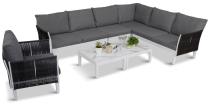 Narożnik ogrodowy na białym stelażu 275x210cm Tussen Sju DG