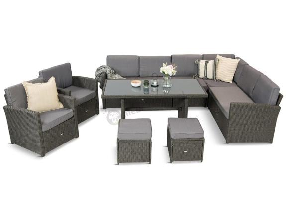 Duży technorattanowy narożnik 250x190cm z fotelami Cofete Plus – Anthracite
