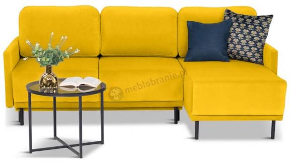 Welurowy narożnik Solo z funkcją spania uniwersalny 212x142cm Solo 257 - żółty