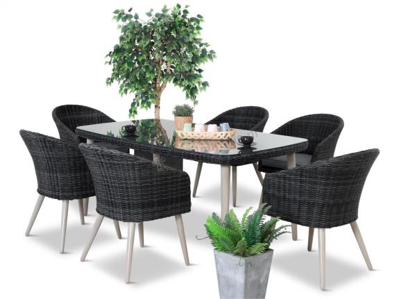 Stół i krzesła na taras technorattan Cioso Dining 6+1 - Antracyt