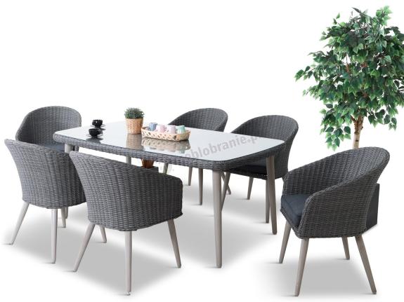 Szary zestaw obiadowy na taras na 6 osób Cioso Dining 6+1 - Grey