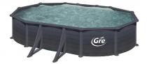 Basen stalowy GRE GRANADA 610x375x132cm grafitowy KITPROV618GF