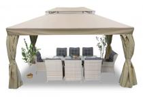Pergola ogrodowa z zasłonami i moskitierą Murr 3x4 beż