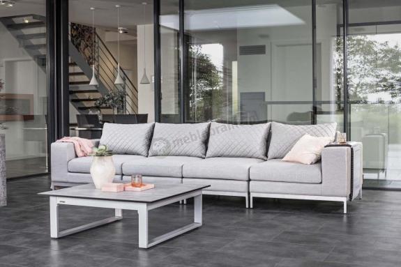Modułowa sofa premium na taras Ego modular jasnoszara z poduszkami