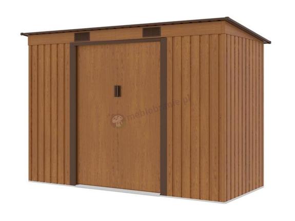 Brązowy domek narzędziowy metalowy Ganner 261x121cm