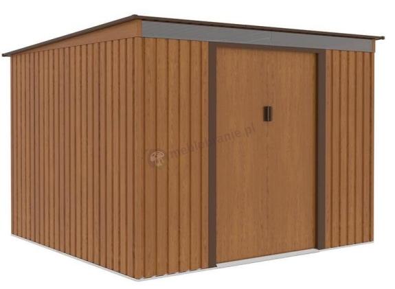 Metalowa szopa ogrodowa ze świetlikiem Kaggen 261x241cm - Wood