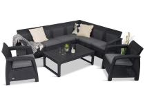 Zestaw dla 8 osób z narożnikiem, stołem podnoszonym i dwoma fotelami Relly VI grafit