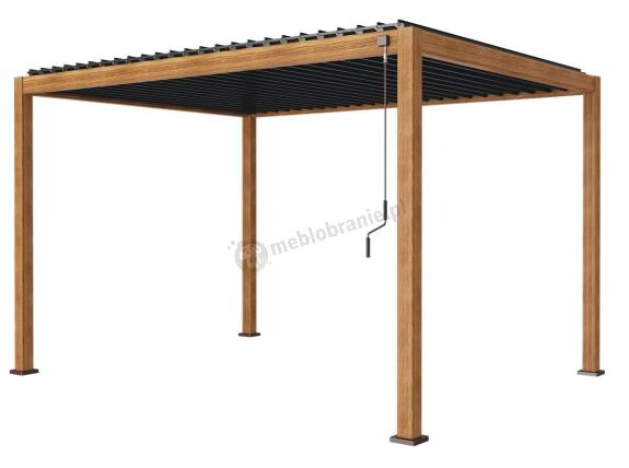 Brązowa aluminiowa pergola tarasowa 3x4 z lamelami Mirador Deluxe