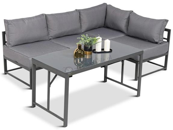 Mały narożnik ogrodowy modułowy z wysokim stołem 120x60cm Trapeno 4 moduły