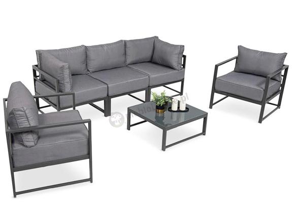 Trzyosobowa sofa ogrodowa 200cm z fotelami Trapeno grafit