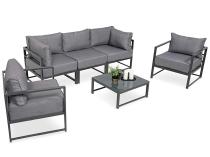 Trzyosobowa sofa ogrodowa 200cm z fotelami Trapeno grafit