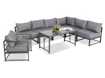 Duży komplet mebli ogrodowych modułowych z wysokim stołem i fotelem Trapeno 6 modułów grafit