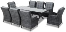 Meble obiadowe na taras - stół 220cm z nogą X + 8 foteli Laritto - Antracyt