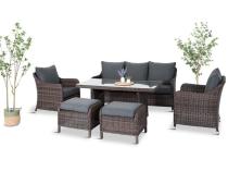 Technorattanowy komplet mebli na taras dla 7 osób Novici Dining Dark Brown