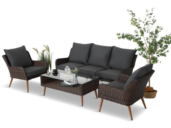 Meble premium na taras - komplet dla 5 osób - Cioso - Dark Brown