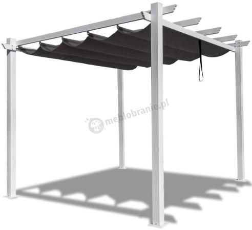 Biała pergola na taras z materiałowym dachem Kirn 3x3 - Grey White