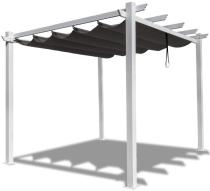 Biała pergola na taras z materiałowym dachem Kirn 3x3 - Grey White