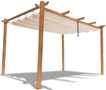 Pergola ogrodowa z materiałowym dachem Kirn 3x4 Aluminium - Cream Wood