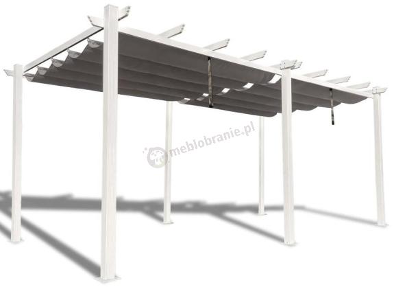 Duża pergola tarasowa wolnostojąca Kirn 3x5,5 Biała z szarym dachem