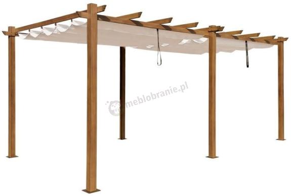Aluminiowa pergola z przesuwnym materiałowym dachem Kirn 3x5,5 - Cream Wood