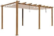 Aluminiowa pergola z przesuwnym materiałowym dachem Kirn 3x5,5 - Cream Wood