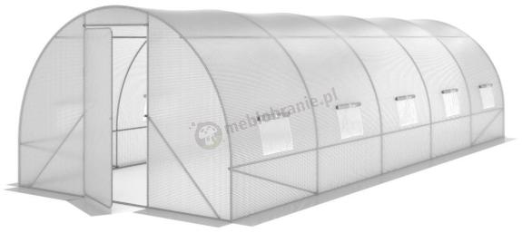 Tunel foliowy metalowy 3x7,5m z metalowymi drzwiami – biały