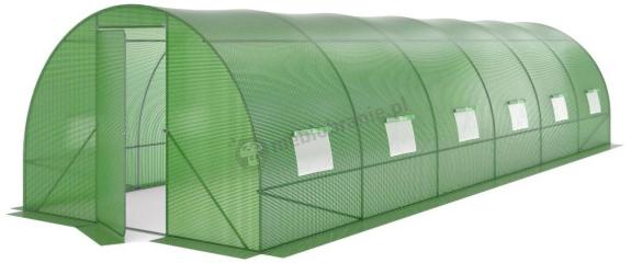 Tunel foliowy metalowy 3x9m z metalowymi drzwiami – zielony