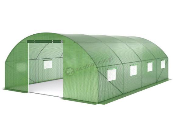 Tunel foliowy metalowy 4x6m z podwójnymi drzwiami – zielony